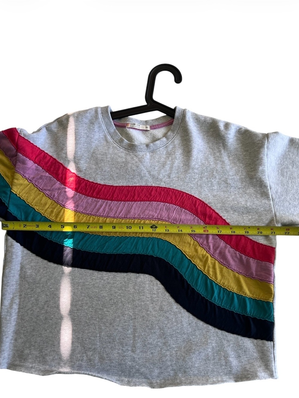 Marine Layer XS Cropped Color Stripe Sweatshirt - Gray - Picture 6 of 8